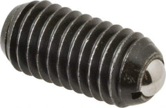 Vlier - 1/2-13, 0.281" Ball Diam, 1.05" Body Length, 0.072" Max Ball Reach, Threaded Ball Plunger - Steel Body, Stainless Steel Ball, 6 Lb Initial End Force, 12 Lb Final End Force - Exact Tool & Supply