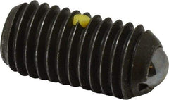 Vlier - 5/8-11, 0.375" Ball Diam, 1.25" Body Length, 0.096" Max Ball Reach, Threaded Ball Plunger - Steel Body, Stainless Steel Ball, 9 Lb Initial End Force, 18 Lb Final End Force, Locking Element - Exact Tool & Supply