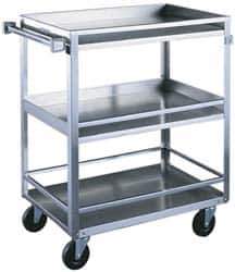 Made in USA - 300 Lb Capacity, 16-1/4" Wide x 27-1/2" Long x 33-3/8" High Standard Utility Cart - 3 Shelf, Stainless Steel, Swivel Casters - Exact Tool & Supply