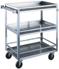 Made in USA - 300 Lb Capacity, 16-1/4" Wide x 27-1/2" Long x 33-3/8" High Standard Utility Cart - 3 Shelf, Stainless Steel, Swivel Casters - Exact Tool & Supply
