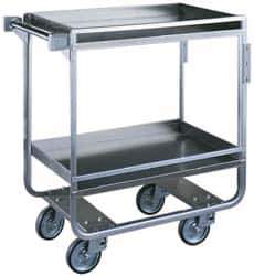 Made in USA - 650 Lb Capacity, 19-3/8" Wide x 32-5/8" Long x 34-1/2" High Standard Utility Cart - 2 Shelf, Stainless Steel, Swivel Casters - Exact Tool & Supply