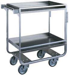 Made in USA - 650 Lb Capacity, 19-3/8" Wide x 32-5/8" Long x 34-1/2" High Standard Utility Cart - 2 Shelf, Stainless Steel, Swivel Casters - Exact Tool & Supply