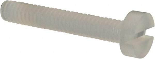 Made in USA - M2x0.40 Metric Coarse, 12mm Length Under Head Slotted Drive Machine Screw - Cheese Head, Grade 6/6 Nylon, Uncoated, Without Washer - Exact Tool & Supply