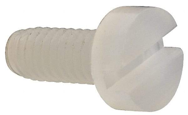 Made in USA - M2.5x0.45 Metric Coarse, 6mm Length Under Head Slotted Drive Machine Screw - Cheese Head, Grade 6/6 Nylon, Uncoated, Without Washer - Exact Tool & Supply