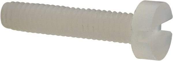 Made in USA - M2.5x0.45 Metric Coarse, 12mm Length Under Head Slotted Drive Machine Screw - Cheese Head, Grade 6/6 Nylon, Uncoated, Without Washer - Exact Tool & Supply