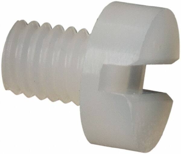 Made in USA - M3x0.50 Metric Coarse, 4mm Length Under Head Slotted Drive Machine Screw - Cheese Head, Grade 6/6 Nylon, Uncoated, Without Washer - Exact Tool & Supply