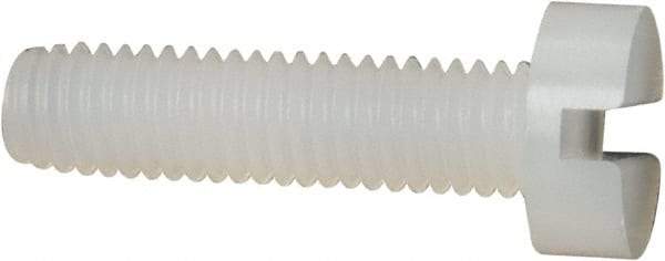 Made in USA - M3x0.50 Metric Coarse, 12mm Length Under Head Slotted Drive Machine Screw - Cheese Head, Grade 6/6 Nylon, Uncoated, Without Washer - Exact Tool & Supply
