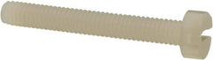 Made in USA - M3.5x0.60 Metric Coarse, 25mm Length Under Head Slotted Drive Machine Screw - Cheese Head, Grade 6/6 Nylon, Uncoated, Without Washer - Exact Tool & Supply