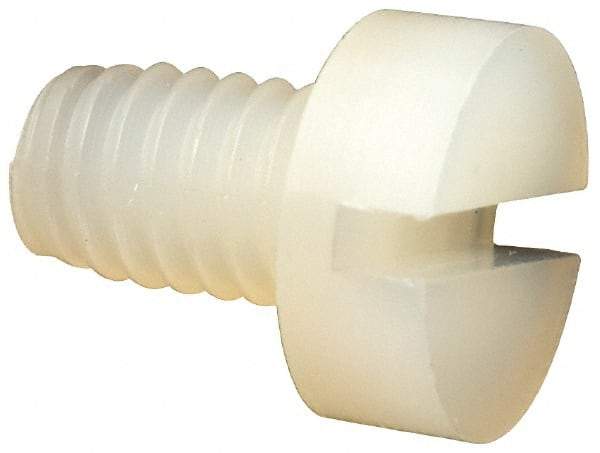 Made in USA - M4x0.70 Metric Coarse, 6mm Length Under Head Slotted Drive Machine Screw - Cheese Head, Grade 6/6 Nylon, Uncoated, Without Washer - Exact Tool & Supply