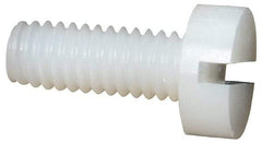 Made in USA - M4x0.70 Metric Coarse, 10mm Length Under Head Slotted Drive Machine Screw - Cheese Head, Grade 6/6 Nylon, Uncoated, Without Washer - Exact Tool & Supply