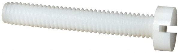 Made in USA - M4x0.70 Metric Coarse, 25mm Length Under Head Slotted Drive Machine Screw - Cheese Head, Grade 6/6 Nylon, Uncoated, Without Washer - Exact Tool & Supply