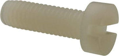 Made in USA - M5x0.80 Metric Coarse, 16mm Length Under Head Slotted Drive Machine Screw - Cheese Head, Grade 6/6 Nylon, Uncoated, Without Washer - Exact Tool & Supply
