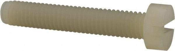 Made in USA - M6x1.00 Metric Coarse, 35mm Length Under Head Slotted Drive Machine Screw - Cheese Head, Grade 6/6 Nylon, Uncoated, Without Washer - Exact Tool & Supply