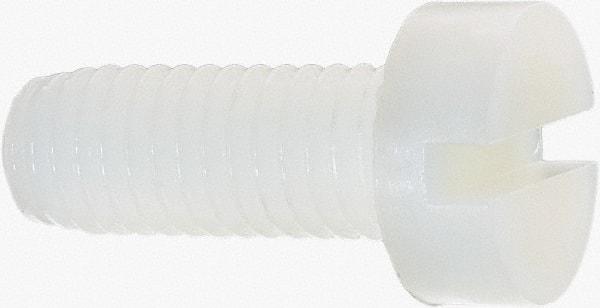 Made in USA - M8x1.25 Metric Coarse, 20mm Length Under Head Slotted Drive Machine Screw - Cheese Head, Grade 6/6 Nylon, Uncoated, Without Washer - Exact Tool & Supply