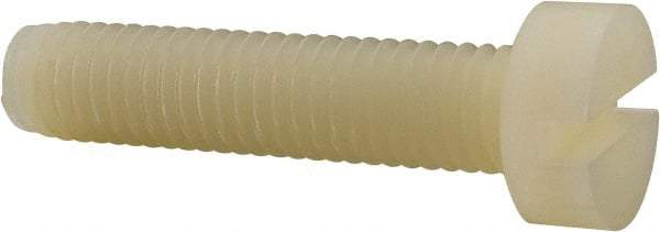 Made in USA - M8x1.25 Metric Coarse, 35mm Length Under Head Slotted Drive Machine Screw - Cheese Head, Grade 6/6 Nylon, Uncoated, Without Washer - Exact Tool & Supply