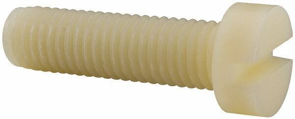 Made in USA - M10x1.50 Metric Coarse, 35mm Length Under Head Slotted Drive Machine Screw - Cheese Head, Grade 6/6 Nylon, Uncoated, Without Washer - Exact Tool & Supply