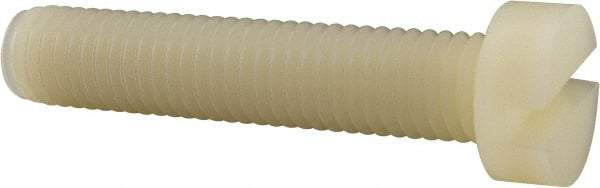 Made in USA - M10x1.50 Metric Coarse, 50mm Length Under Head Slotted Drive Machine Screw - Cheese Head, Grade 6/6 Nylon, Uncoated, Without Washer - Exact Tool & Supply