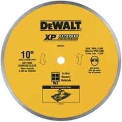 DeWALT - 10" Diam, 5/8" Arbor Hole Diam, Wet & Dry Cut Saw Blade - Diamond-Tipped, Standard Round Arbor - Exact Tool & Supply