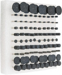 Grier Abrasives - 100 Piece Aluminum Oxide Vitrified Mounted Stone Abrasive Point Set - Includes Shapes W215, W152, W154, W160, W144, W200, W166, W176, W163 & W185 - Exact Tool & Supply