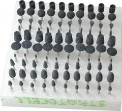 Grier Abrasives - 100 Piece Aluminum Oxide Vitrified Mounted Stone Abrasive Point Set - Includes Shapes B44, B52, B53, B55, B71, B91, B97, B105, B121 & B132 - Exact Tool & Supply