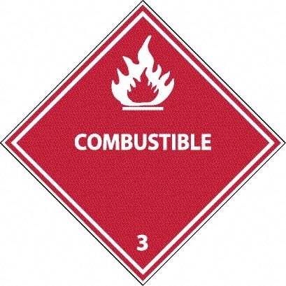 NMC - Combustible DOT Shipping Label - 4" High x 4" Wide - Exact Tool & Supply