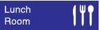 NMC - Lunch Room, 10" Wide x 3" High, Plastic Sign - English, White on Blue, Wall Mount - Exact Tool & Supply