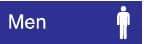 NMC - Men, 10" Wide x 3" High, Plastic Sign - English, White on Blue, Wall Mount - Exact Tool & Supply