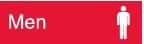 NMC - Men, 10" Wide x 3" High, Plastic Sign - English, White on Red, Wall Mount - Exact Tool & Supply