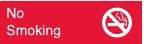 NMC - No Smoking, 10" Wide x 3" High, Plastic Sign - English, White on Red, Wall Mount - Exact Tool & Supply
