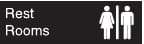 NMC - Rest Rooms, 10" Wide x 3" High, Plastic Sign - English, White on Black, Wall Mount - Exact Tool & Supply