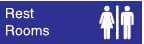 NMC - Rest Rooms, 10" Wide x 3" High, Plastic Sign - English, White on Blue, Wall Mount - Exact Tool & Supply