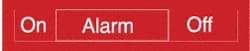 NMC - Alarm On/Off, 10" Wide x 2" High, Plastic Sign - English, White on Red, Wall Mount - Exact Tool & Supply