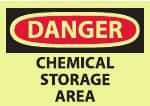 NMC - "Danger - Chemical Storage Area", 10" Long x 14" Wide, Pressure-Sensitive Vinyl Safety Sign - Rectangle, 0.004" Thick, Use for Hazardous Materials - Exact Tool & Supply