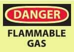 NMC - "Danger - Flammable Gas", 10" Long x 14" Wide, Pressure-Sensitive Vinyl Safety Sign - Rectangle, 0.004" Thick, Use for Hazardous Materials - Exact Tool & Supply