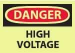 NMC - "Danger - High Voltage", 10" Long x 14" Wide, Pressure-Sensitive Vinyl Safety Sign - Rectangle, 0.004" Thick, Use for Accident Prevention - Exact Tool & Supply