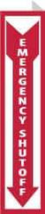NMC - "Emergency Shut-Off", 18" Long x 4" Wide, Rigid Plastic Safety Sign - Rectangle, 0.05" Thick, Use for Accident Prevention - Exact Tool & Supply