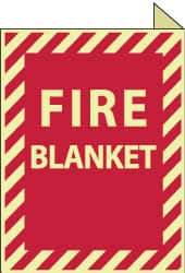 NMC - Fire Blanket, Plastic Fire Sign - 9" Wide x 12" High, Glow-in-the-Dark - Exact Tool & Supply