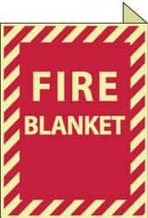 NMC - Fire Blanket, Plastic Fire Sign - 9" Wide x 12" High, Glow-in-the-Dark - Exact Tool & Supply
