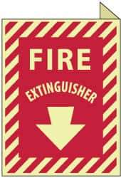 NMC - Fire Extinguisher, Plastic Fire Sign - 9" Wide x 12" High, Glow-in-the-Dark - Exact Tool & Supply