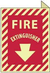 NMC - Fire Extinguisher, Plastic Fire Sign - 9" Wide x 12" High, Glow-in-the-Dark - Exact Tool & Supply