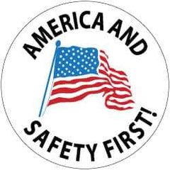 NMC - America and Safety First, Hard Hat Label - Blue & Black on White, Red, 2" Thick, For Accident Prevention - Exact Tool & Supply