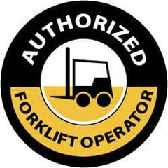 NMC - Authorized Forklift Operator, Hard Hat Label - Yellow on Black, 2" Thick, For Accident Prevention - Exact Tool & Supply