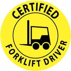 NMC - Certified Forklift Driver, Hard Hat Label - Black on Yellow, 2" Thick, For Certified Operator - Exact Tool & Supply