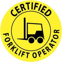 NMC - Certified Forklift Operator, Hard Hat Label - Black on Yellow, 2" Thick, For Certified Operator - Exact Tool & Supply