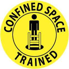 NMC - Confined Space Trained, Hard Hat Label - Black on Yellow, 2" Thick, For Accident Prevention - Exact Tool & Supply