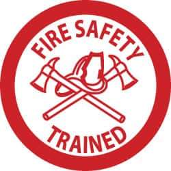 NMC - Fire Safety Trained, Hard Hat Label - Red on White, 2" Thick, For Accident Prevention - Exact Tool & Supply