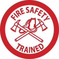 NMC - Fire Safety Trained, Hard Hat Label - Red on White, 2" Thick, For Accident Prevention - Exact Tool & Supply