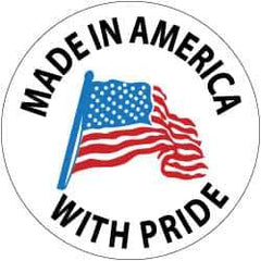NMC - Made in America with Pride, Hard Hat Label - Blue & Black on White, Red, 2" Thick, For Accident Prevention - Exact Tool & Supply