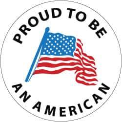 NMC - Proud to Be an American, Hard Hat Label - Blue & Black on White, Red, 2" Thick, For Accident Prevention - Exact Tool & Supply