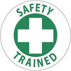 NMC - Safety Trained, Hard Hat Label - Green on White, 2" Thick, For Accident Prevention - Exact Tool & Supply